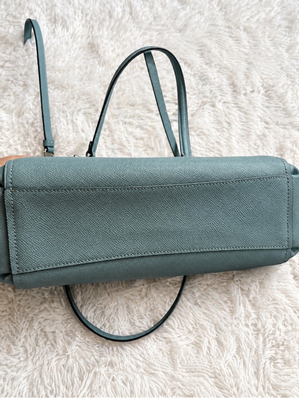 Coach Blue Green Leather Satchel Crossbody Bag F25897 - Picture 4 of 5